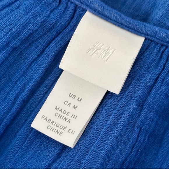 NWOT H&M blue tiered cotton maxi dress Medium - Picture 4 of 5